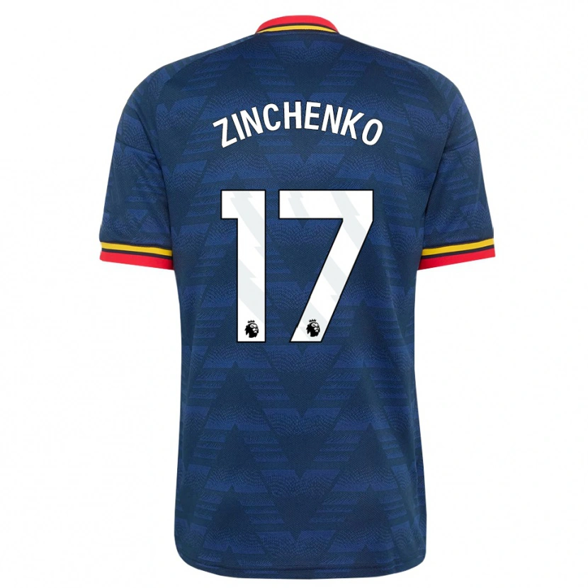 Danxen Criança Camisola Oleksandr Zinchenko #17 Midnightblue Amarelo Vermelho Alternativa 2026/27 Camisa