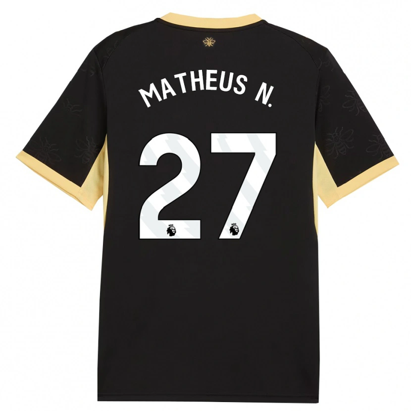 Danxen Criança Camisola Matheus Nunes #27 Preto Amarelo Alternativa 2026/27 Camisa