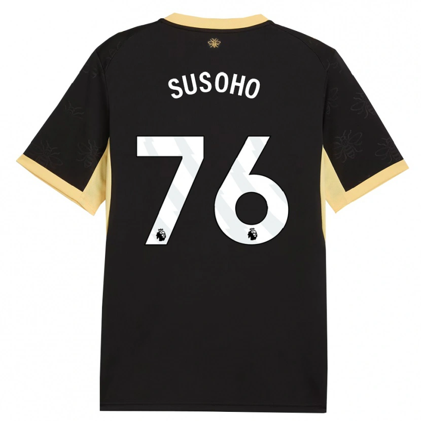 Danxen Criança Camisola Mahamadou Susoho #76 Preto Amarelo Alternativa 2026/27 Camisa