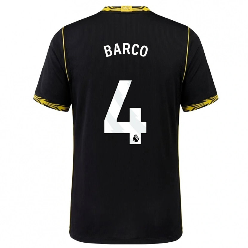 Danxen Criança Camisola Valentín Barco #4 Preto Amarelo Alternativa 2026/27 Camisa