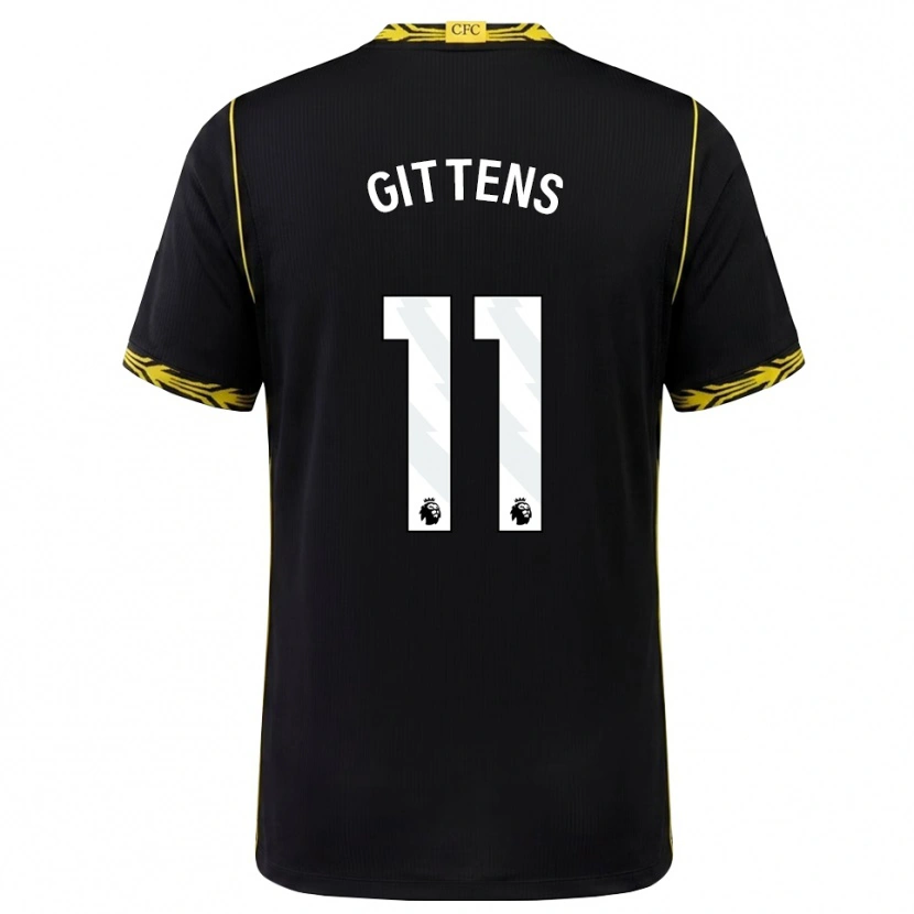 Danxen Criança Camisola Jamie Gittens #11 Preto Amarelo Alternativa 2026/27 Camisa