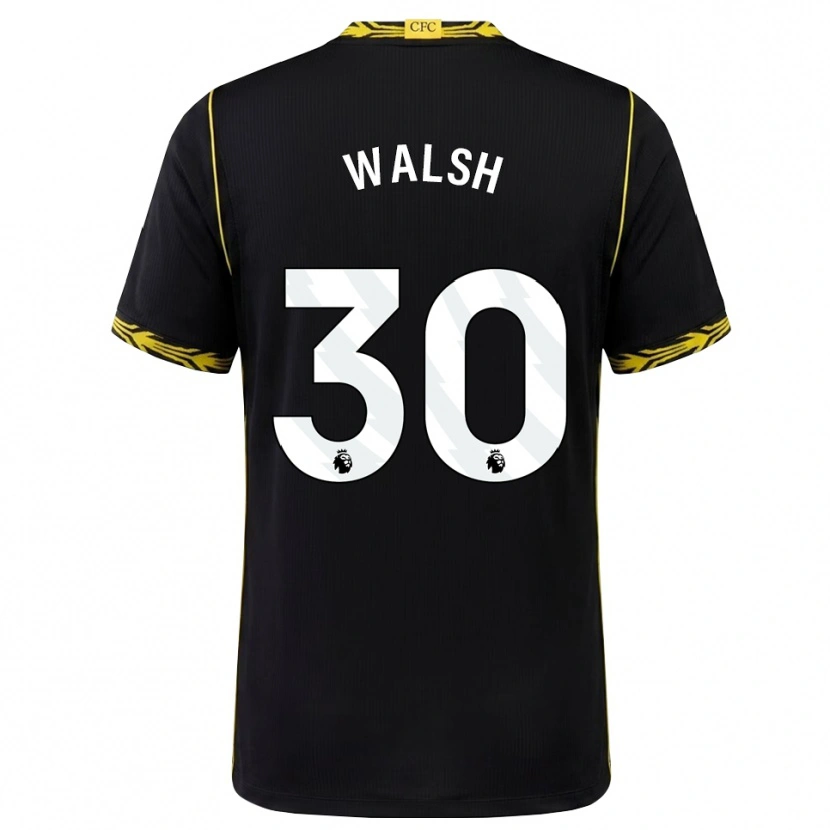 Danxen Criança Camisola Keira Walsh #30 Preto Amarelo Alternativa 2026/27 Camisa