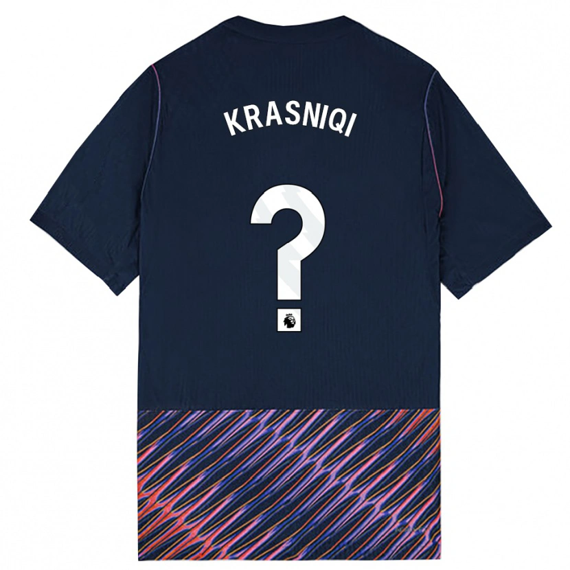 Danxen Criança Camisola Elliot Krasniqi #0 Azul Real Branco Alternativa 2026/27 Camisa
