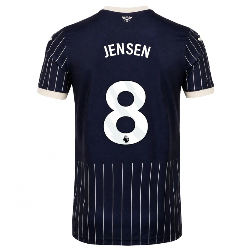 Danxen Criança Camisola Mathias Jensen #8 Preto Branco Alternativa 2026/27 Camisa
