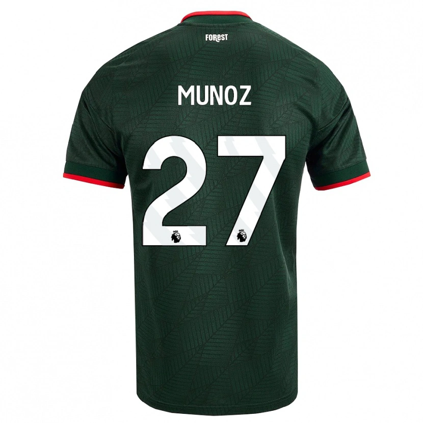 Danxen Criança Camisola Daniel Muñoz #27 Verde Escuro Vermelho Alternativa 2026/27 Camisa