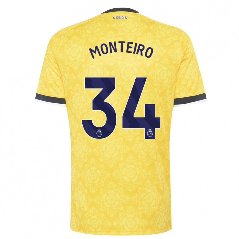 Danxen Criança Camisola Diogo Monteiro #34 Amarelo Branco Preto Alternativa 2026/27 Camisa