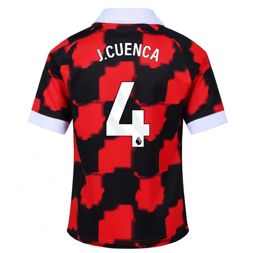 Danxen Criança Camisola Jorge Cuenca #4 Vermelho Branco Preto Alternativa 2026/27 Camisa