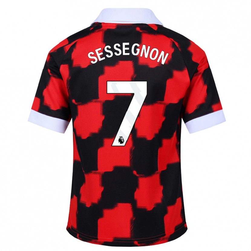 Danxen Criança Camisola Kayden Sessegnon #7 Vermelho Branco Preto Alternativa 2026/27 Camisa