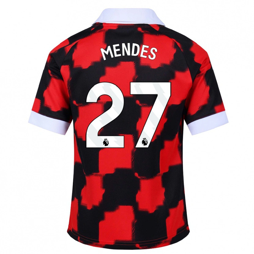Danxen Criança Camisola Megalie Mendes #27 Vermelho Branco Preto Alternativa 2026/27 Camisa