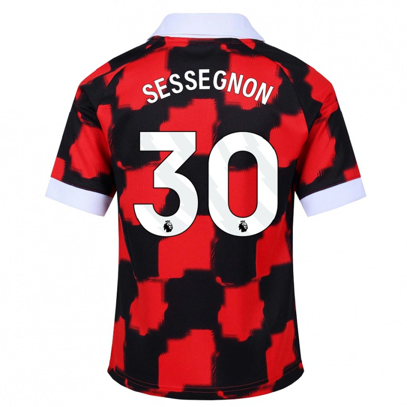 Danxen Criança Camisola Ryan Sessegnon #30 Vermelho Branco Preto Alternativa 2026/27 Camisa