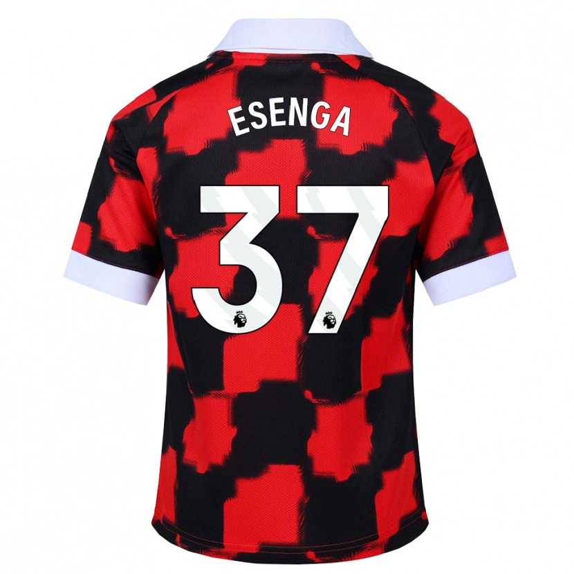 Danxen Criança Camisola Jonathan Esenga #37 Vermelho Branco Preto Alternativa 2026/27 Camisa