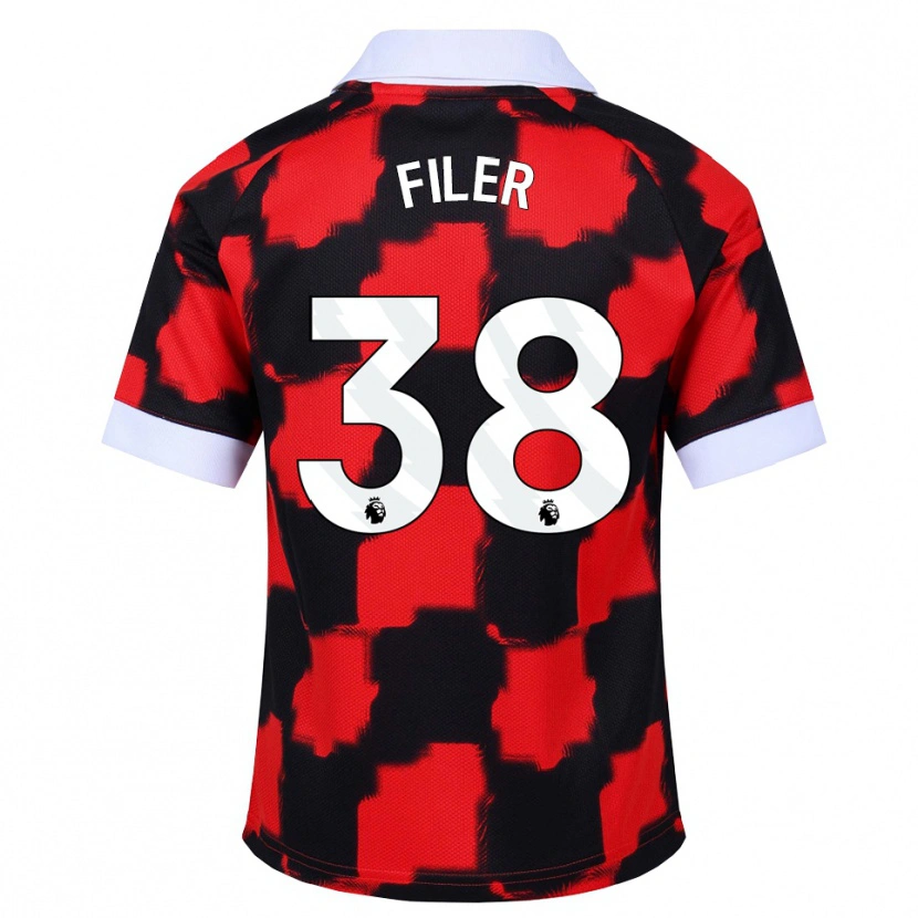 Danxen Criança Camisola Maddie Filer #38 Vermelho Branco Preto Alternativa 2026/27 Camisa