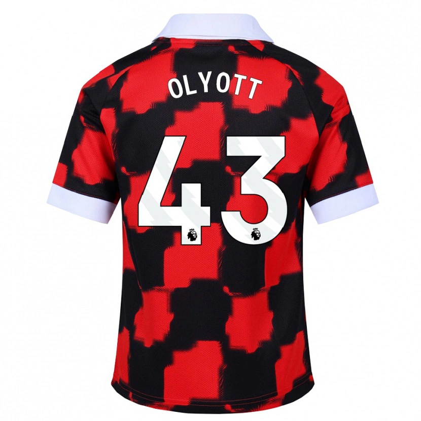 Danxen Criança Camisola Tom Olyott #43 Vermelho Branco Preto Alternativa 2026/27 Camisa