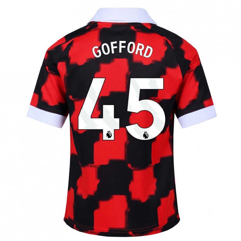 Danxen Criança Camisola Oliver Gofford #45 Vermelho Branco Preto Alternativa 2026/27 Camisa
