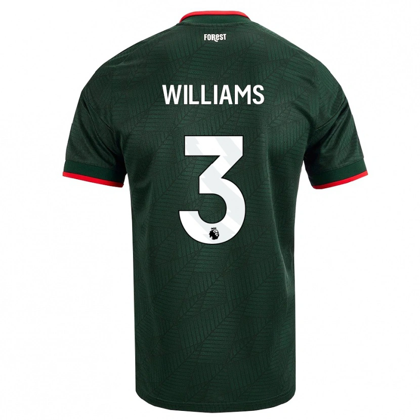 Danxen Criança Camisola Neco Williams #3 Verde Escuro Vermelho Alternativa 2026/27 Camisa
