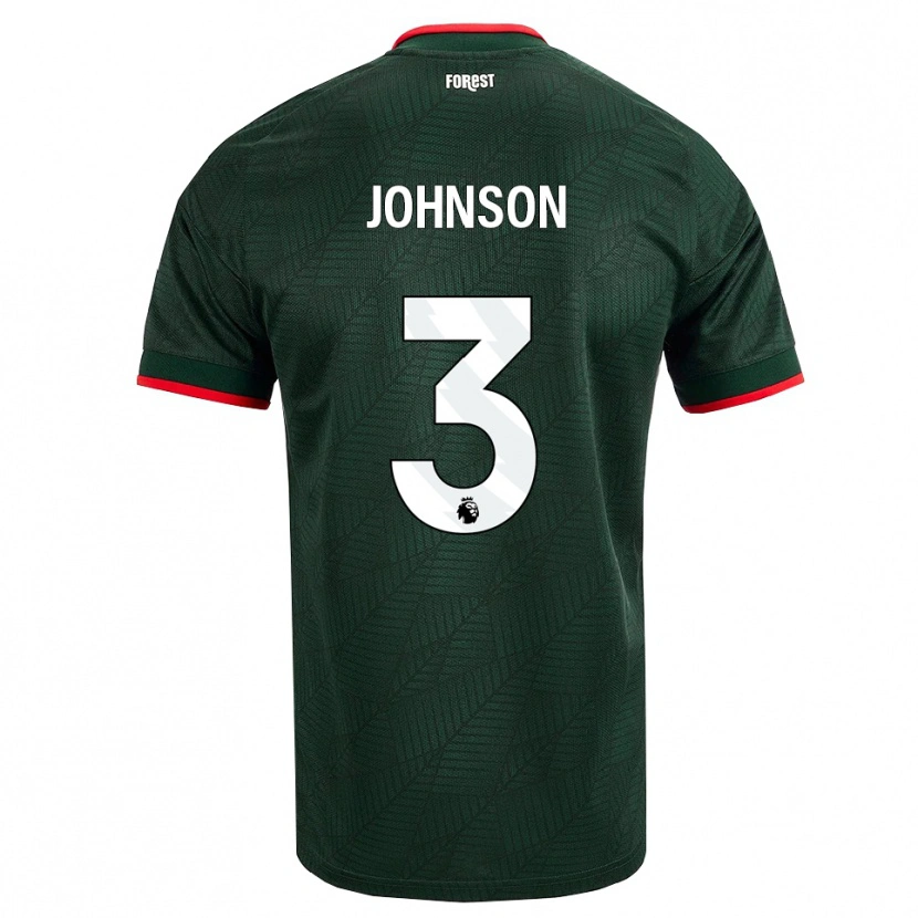 Danxen Criança Camisola Nat Johnson #3 Verde Escuro Vermelho Alternativa 2026/27 Camisa