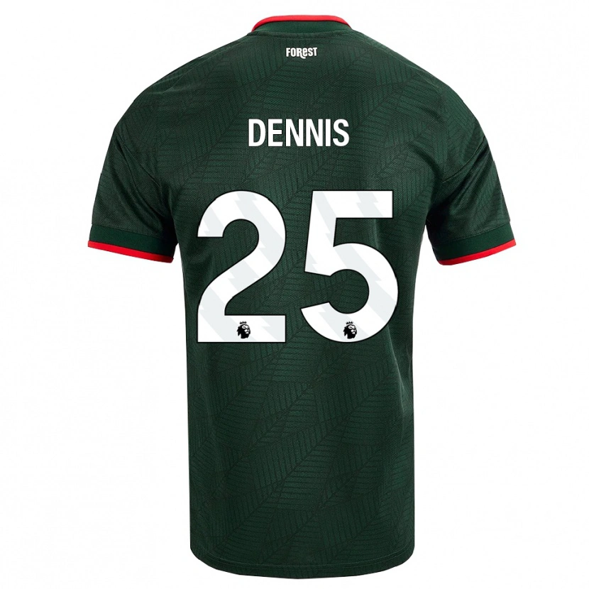 Danxen Criança Camisola Emmanuel Dennis #25 Verde Escuro Vermelho Alternativa 2026/27 Camisa
