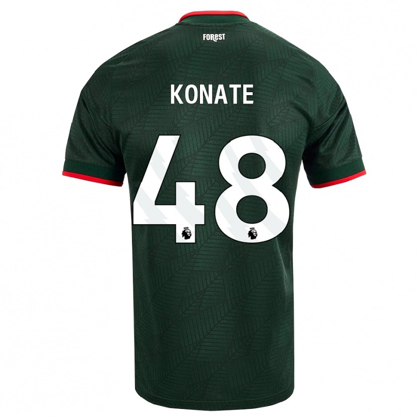 Danxen Criança Camisola Ateef Konaté #48 Verde Escuro Vermelho Alternativa 2026/27 Camisa