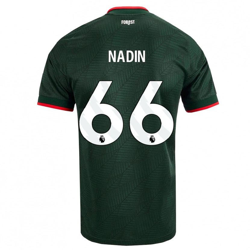 Danxen Criança Camisola Jack Nadin #66 Verde Escuro Vermelho Alternativa 2026/27 Camisa
