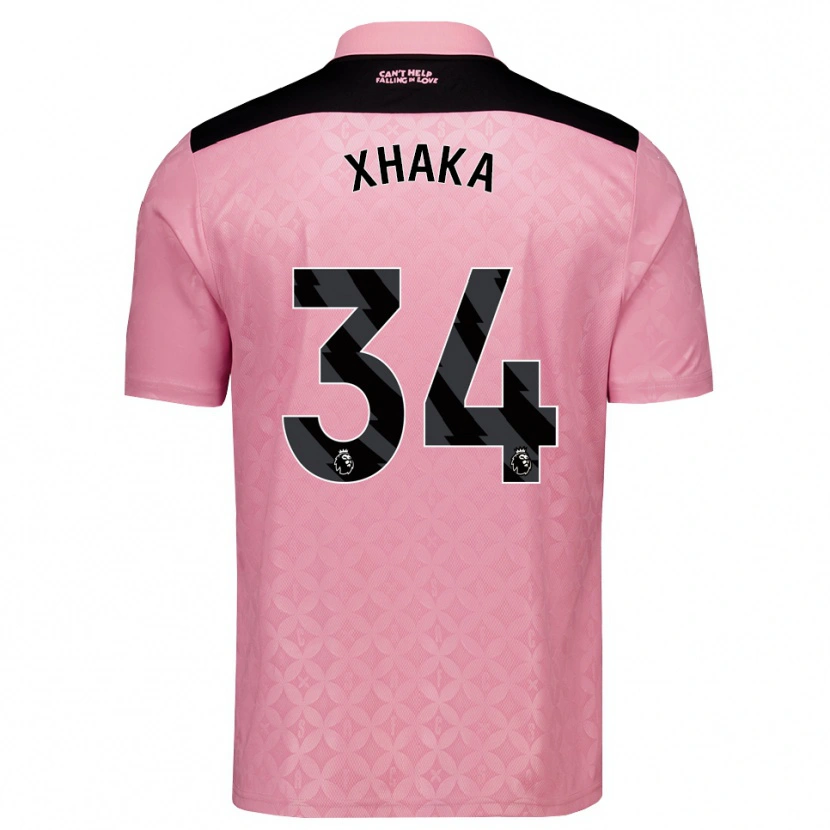 Danxen Criança Camisola Granit Xhaka #34 Lightpink Preto Alternativa 2026/27 Camisa
