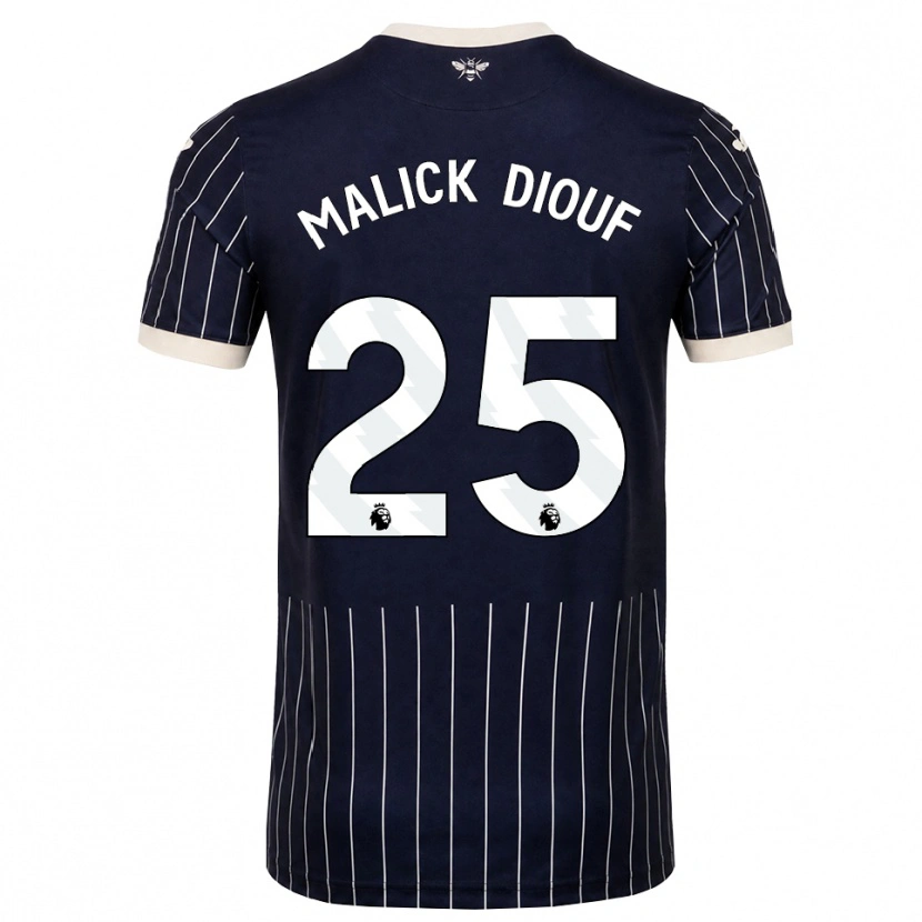 Danxen Criança Camisola El Hadji Malick Diouf #25 Preto Branco Alternativa 2026/27 Camisa