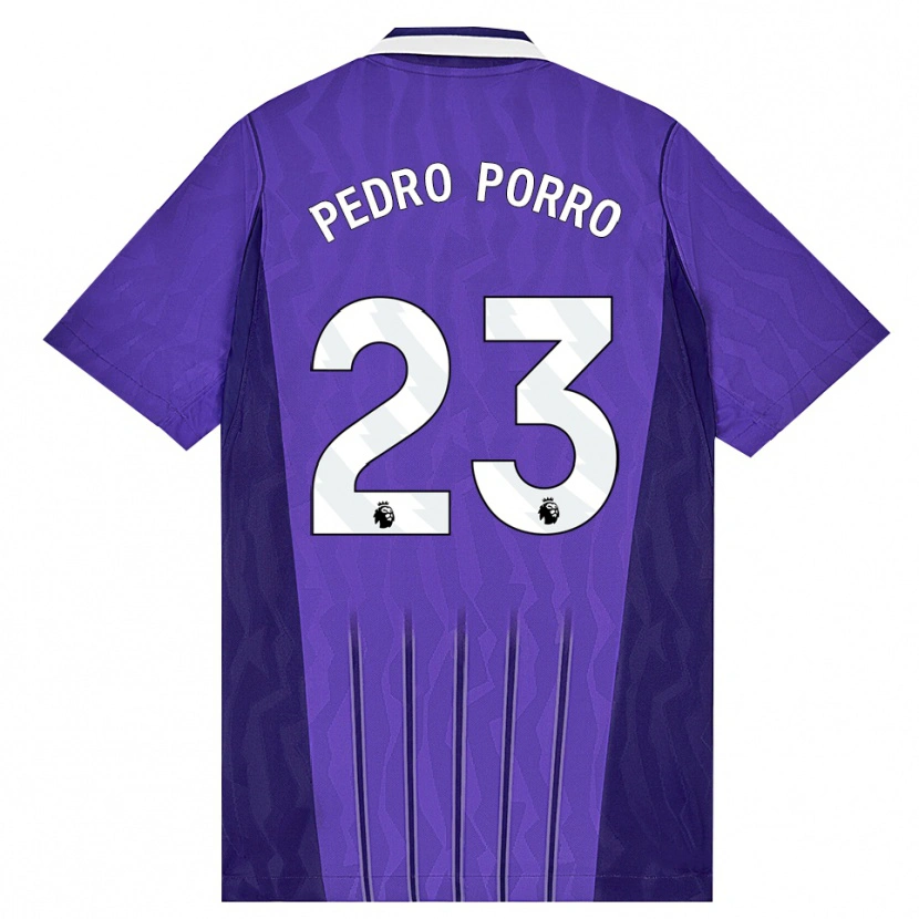 Danxen Criança Camisola Pedro Porro #23 Roxo Branco Terceiro 2026/27 Camisa