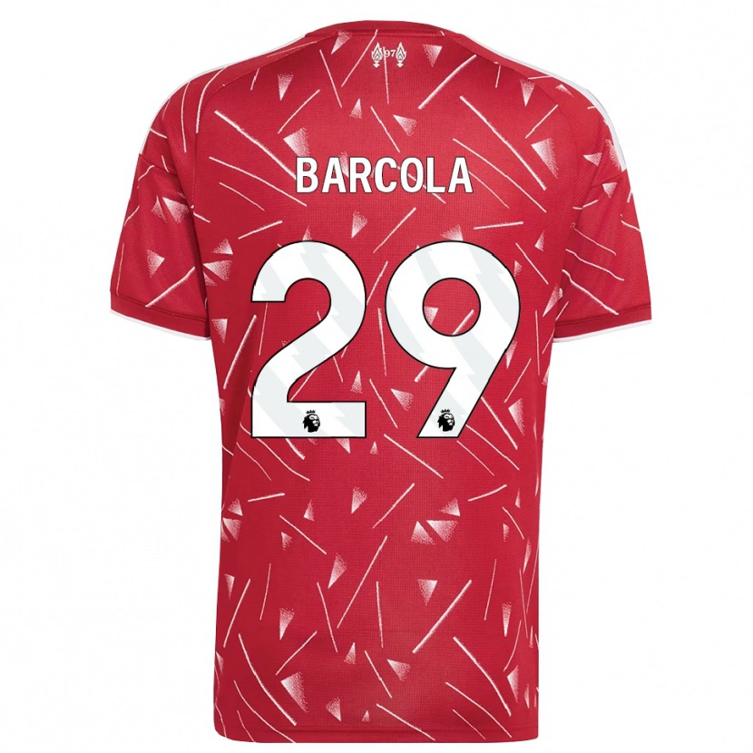 Danxen Criança Camisola Bradley Barcola #29 Branco Vermelho Principal 2026/27 Camisa