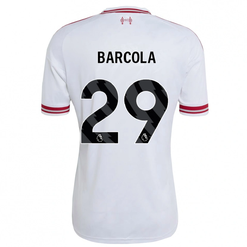 Danxen Criança Camisola Bradley Barcola #29 Vermelho Branco Alternativa 2026/27 Camisa