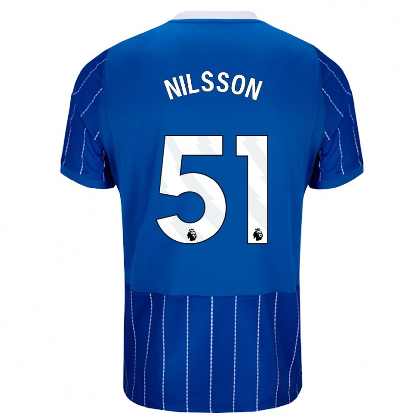 Danxen Homem Camisola Casper Nilsson #51 Mediumblue Branco Principal 2026/27 Camisa