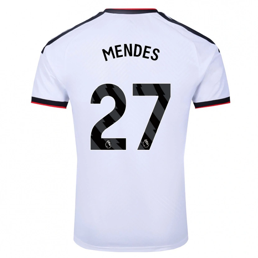 Danxen Homem Camisola Megalie Mendes #27 Branco Preto Vermelho Principal 2026/27 Camisa