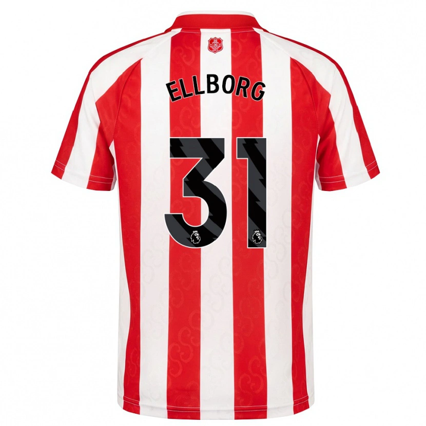 Danxen Homem Camisola Melker Ellborg #31 Vermelho Branco Preto Principal 2026/27 Camisa