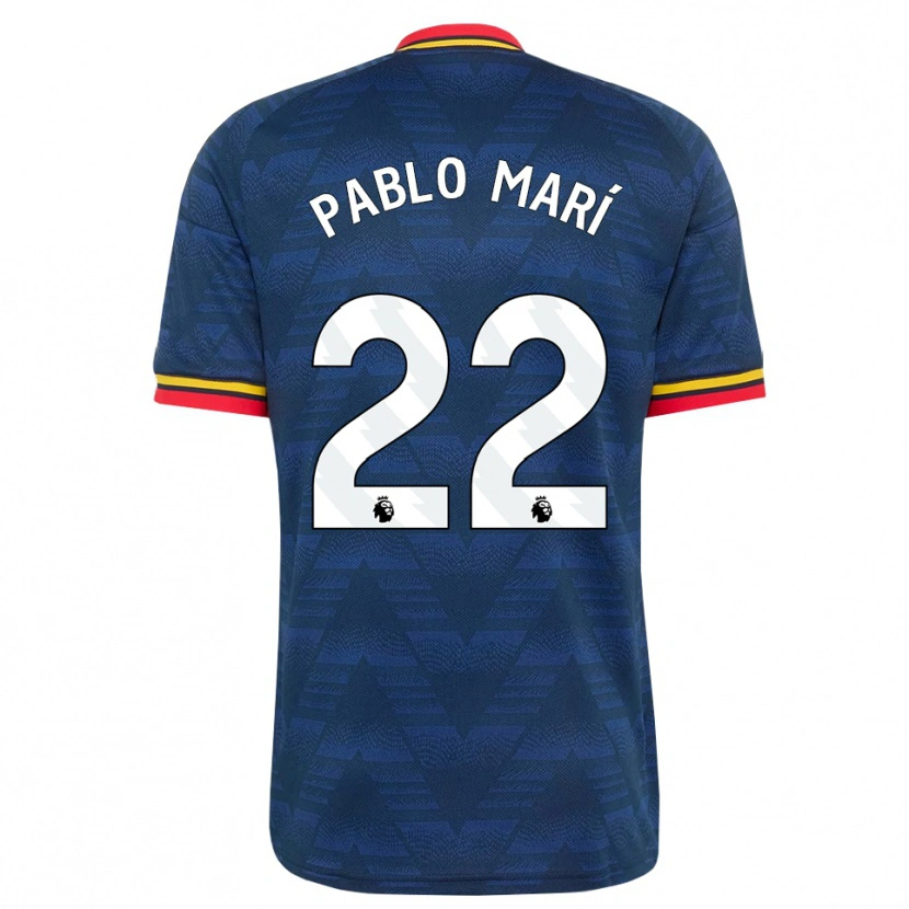 Danxen Homem Camisola Pablo Mari #22 Midnightblue Amarelo Vermelho Alternativa 2026/27 Camisa