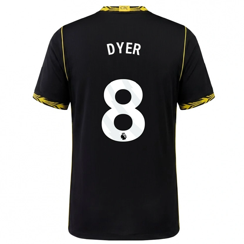 Danxen Homem Camisola Kiano Dyer #8 Preto Amarelo Alternativa 2026/27 Camisa