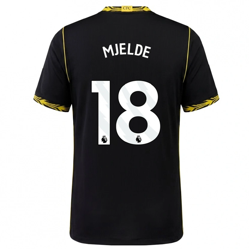 Danxen Homem Camisola Maren Mjelde #18 Preto Amarelo Alternativa 2026/27 Camisa