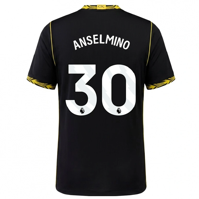 Danxen Homem Camisola Aarón Anselmino #30 Preto Amarelo Alternativa 2026/27 Camisa