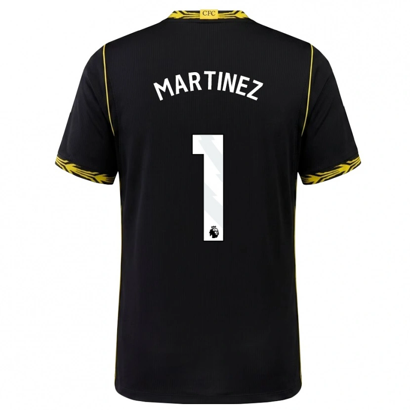 Danxen Homem Camisola Emiliano Martínez #1 Preto Amarelo Alternativa 2026/27 Camisa