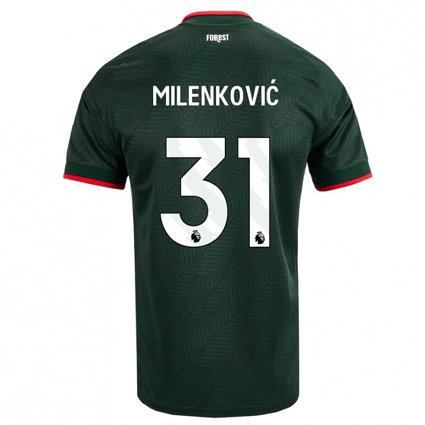 Danxen Homem Camisola Nikola Milenković #31 Verde Escuro Vermelho Alternativa 2026/27 Camisa