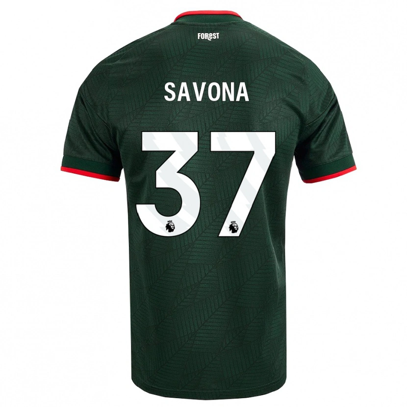 Danxen Homem Camisola Nicolò Savona #37 Verde Escuro Vermelho Alternativa 2026/27 Camisa