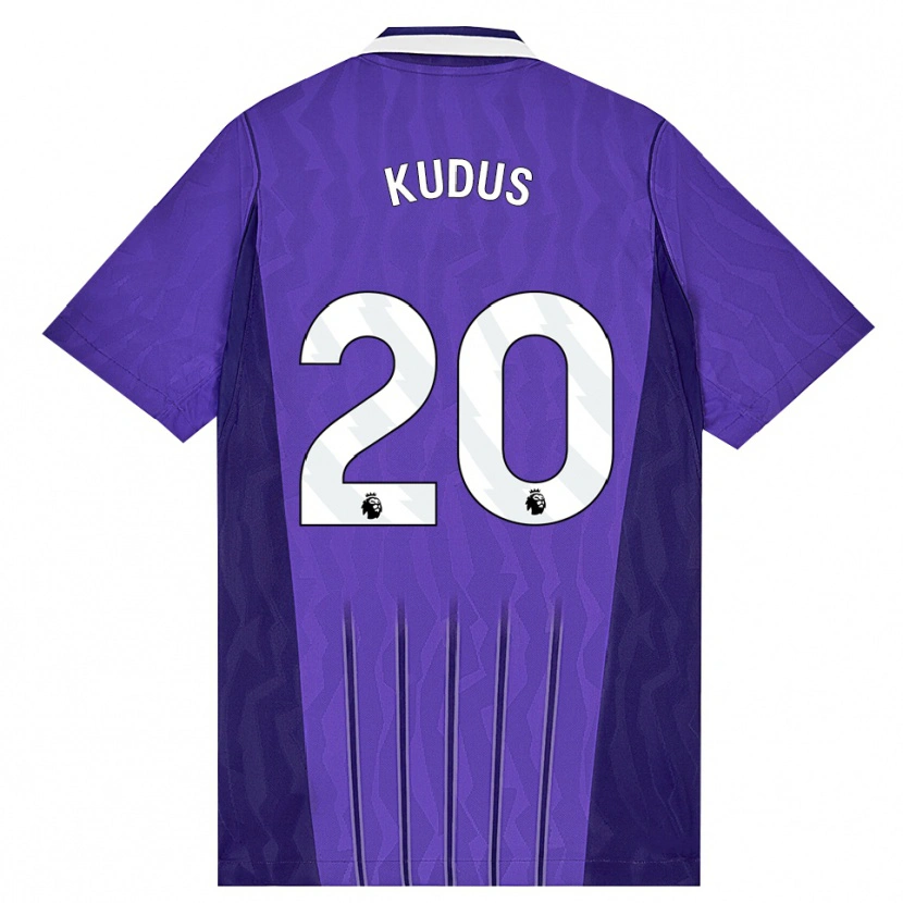 Danxen Homem Camisola Mohammed Kudus #20 Roxo Branco Terceiro 2026/27 Camisa