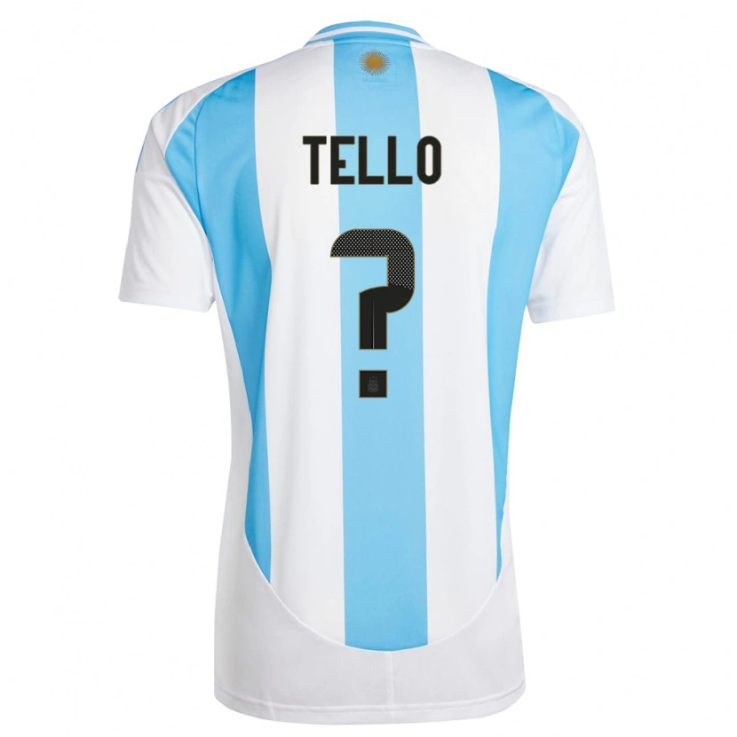 Danxen Criança Camisola Argentina Alejandro Tello #0 Branco Azul Principal 24-26 Camisa