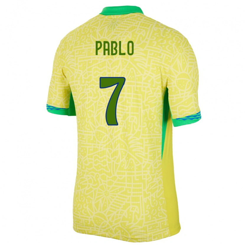 Danxen Criança Camisola Brasil Ruan Pablo #7 Amarelo Principal 24-26 Camisa