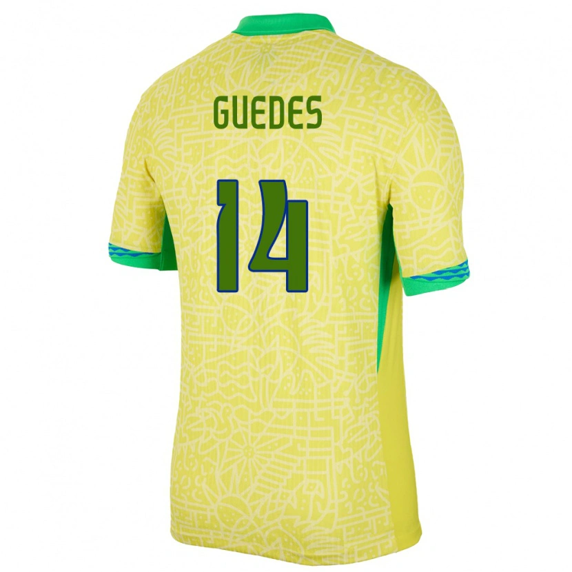 Danxen Criança Camisola Brasil Luis Guedes #14 Amarelo Principal 24-26 Camisa