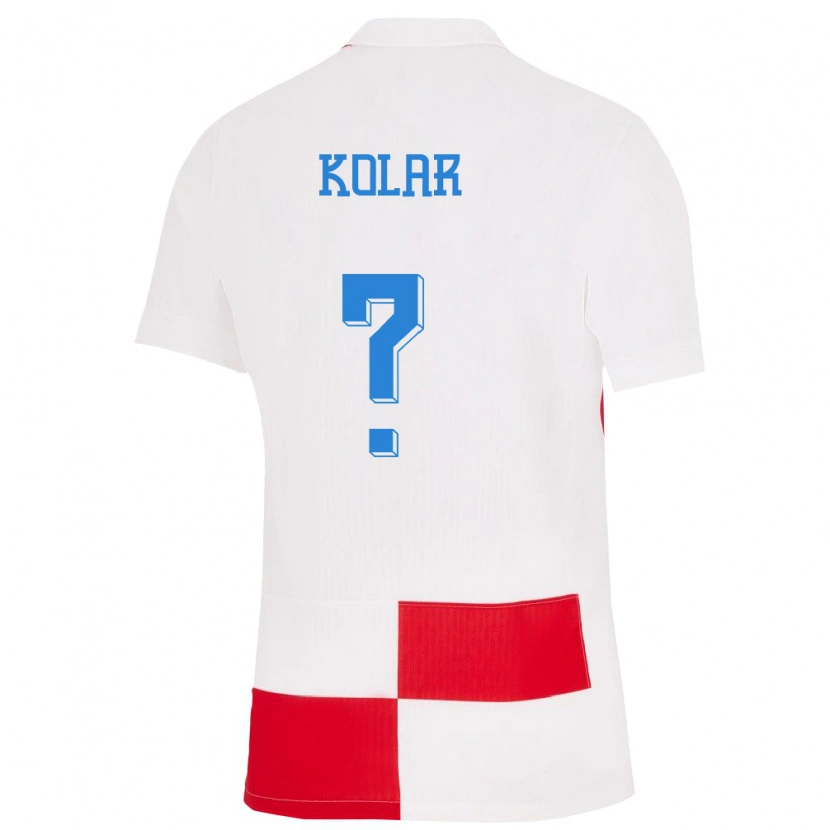 Danxen Criança Camisola Croácia Teo Kolar #0 Branco Vermelho Principal 24-26 Camisa