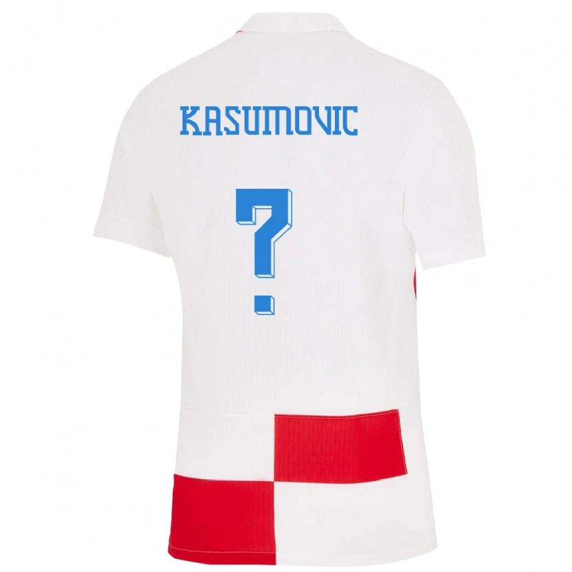 Danxen Criança Camisola Croácia Fran Kasumovic #0 Branco Vermelho Principal 24-26 Camisa