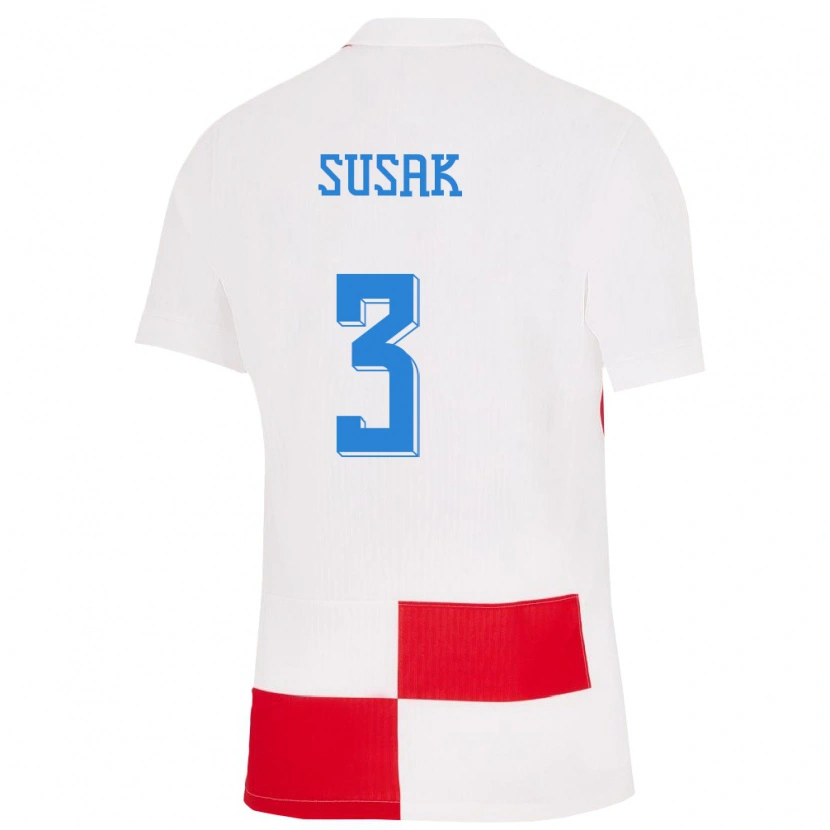 Danxen Criança Camisola Croácia Ante Susak #3 Branco Vermelho Principal 24-26 Camisa