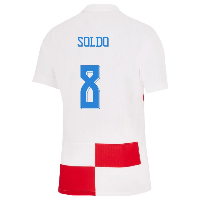 Danxen Criança Camisola Croácia Marko Soldo #8 Branco Vermelho Principal 24-26 Camisa