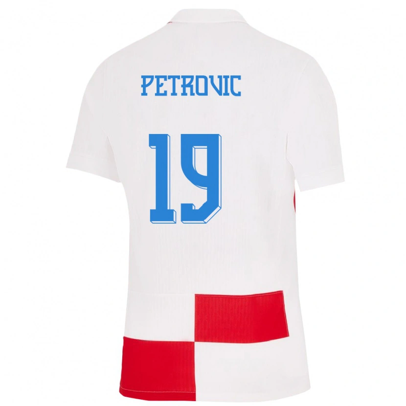 Danxen Criança Camisola Croácia Luka Petrovic #19 Branco Vermelho Principal 24-26 Camisa