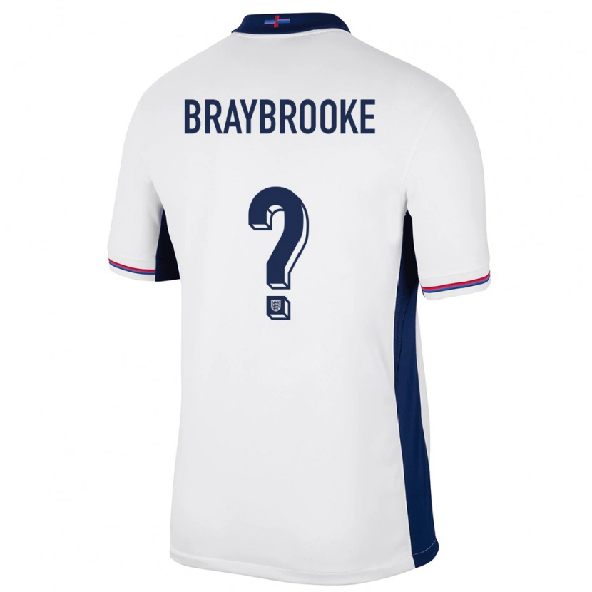 Danxen Criança Camisola Inglaterra Sammy Braybrooke #0 Branco Principal 24-26 Camisa