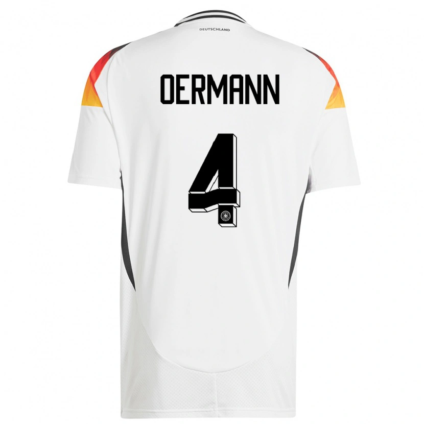 Danxen Criança Camisola Alemanha Tim Oermann #4 Branco Principal 24-26 Camisa