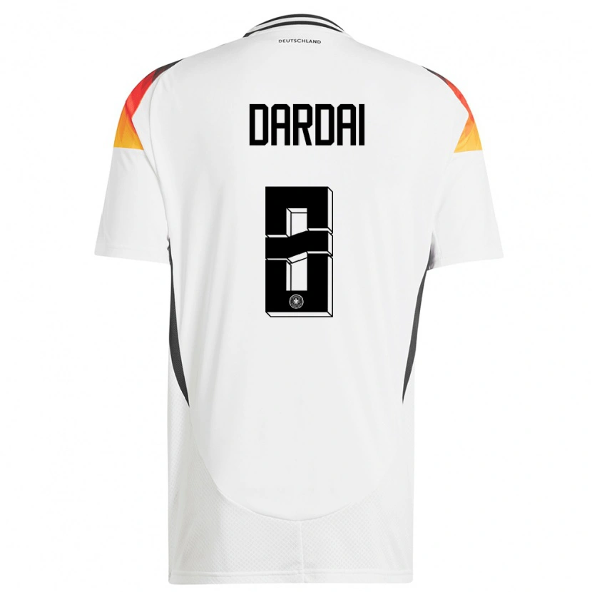 Danxen Criança Camisola Alemanha Bence Dárdai #8 Branco Principal 24-26 Camisa